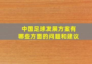 中国足球发展方案有哪些方面的问题和建议