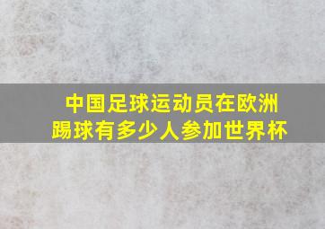 中国足球运动员在欧洲踢球有多少人参加世界杯