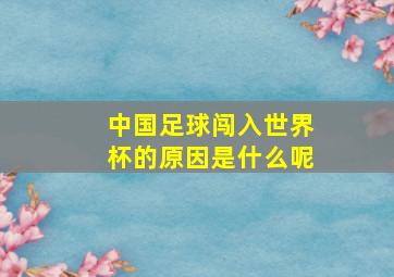 中国足球闯入世界杯的原因是什么呢