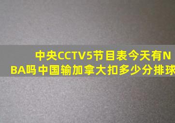 中央CCTV5节目表今天有NBA吗中国输加拿大扣多少分排球