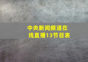 中央新闻频道在线直播13节目表