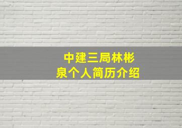 中建三局林彬泉个人简历介绍