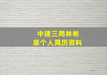 中建三局林彬泉个人简历资料