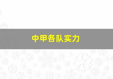 中甲各队实力