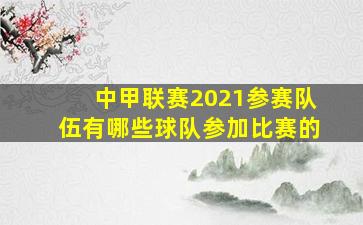 中甲联赛2021参赛队伍有哪些球队参加比赛的