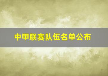 中甲联赛队伍名单公布