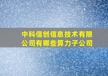 中科信创信息技术有限公司有哪些算力子公司