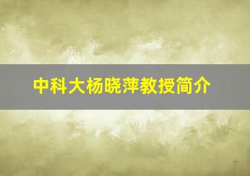 中科大杨晓萍教授简介