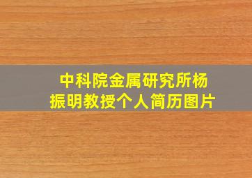 中科院金属研究所杨振明教授个人简历图片