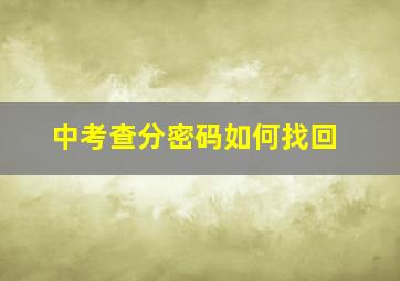 中考查分密码如何找回