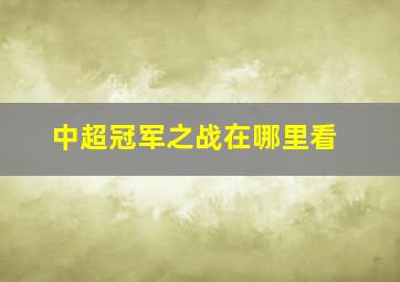 中超冠军之战在哪里看