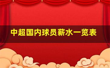 中超国内球员薪水一览表