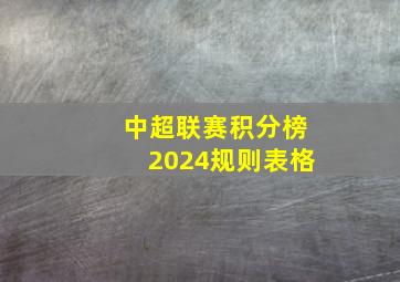 中超联赛积分榜2024规则表格