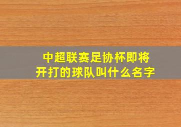 中超联赛足协杯即将开打的球队叫什么名字