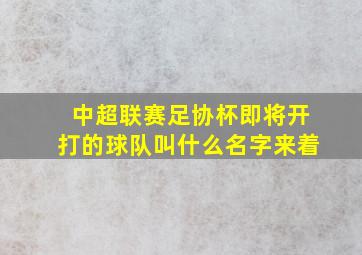 中超联赛足协杯即将开打的球队叫什么名字来着