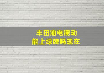 丰田油电混动能上绿牌吗现在