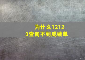 为什么12123查询不到成绩单