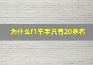 为什么f1车手只有20多名