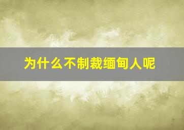 为什么不制裁缅甸人呢