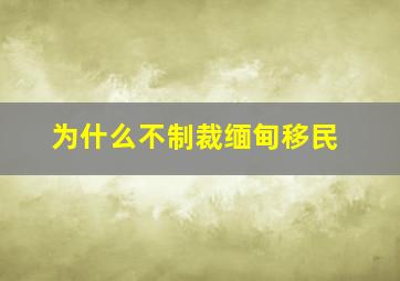 为什么不制裁缅甸移民