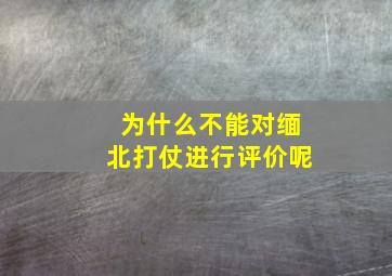 为什么不能对缅北打仗进行评价呢