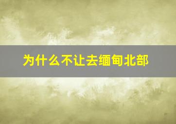 为什么不让去缅甸北部