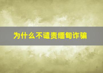 为什么不谴责缅甸诈骗