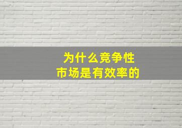 为什么竞争性市场是有效率的