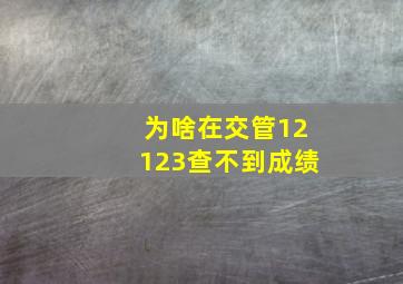 为啥在交管12123查不到成绩