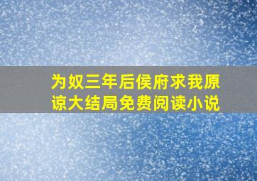 为奴三年后侯府求我原谅大结局免费阅读小说