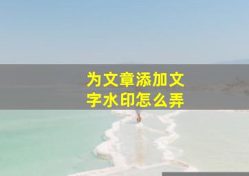 为文章添加文字水印怎么弄