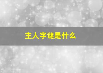 主人字谜是什么