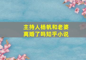 主持人杨帆和老婆离婚了吗知乎小说