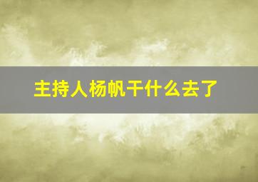 主持人杨帆干什么去了