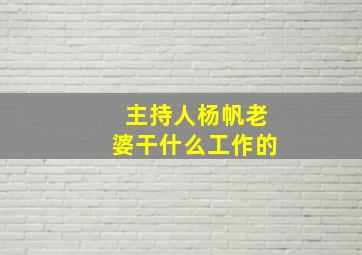 主持人杨帆老婆干什么工作的