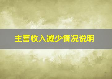 主营收入减少情况说明