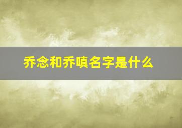 乔念和乔嗔名字是什么