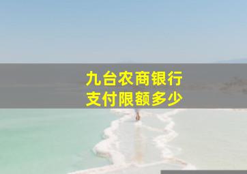 九台农商银行支付限额多少