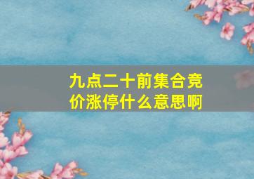 九点二十前集合竞价涨停什么意思啊