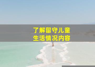 了解留守儿童生活情况内容