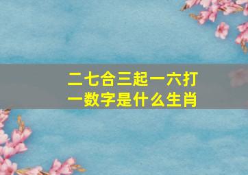 二七合三起一六打一数字是什么生肖