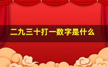 二九三十打一数字是什么