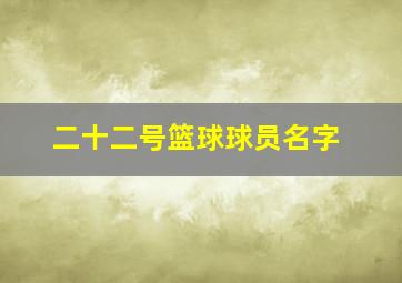 二十二号篮球球员名字