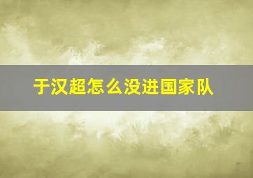 于汉超怎么没进国家队