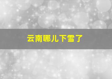 云南哪儿下雪了