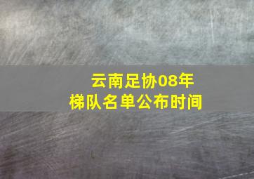 云南足协08年梯队名单公布时间