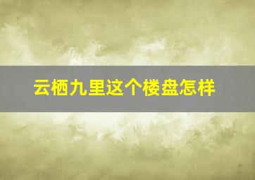 云栖九里这个楼盘怎样