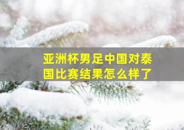 亚洲杯男足中国对泰国比赛结果怎么样了