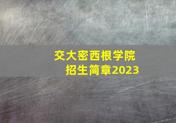 交大密西根学院招生简章2023