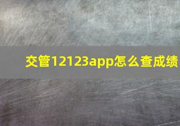 交管12123app怎么查成绩